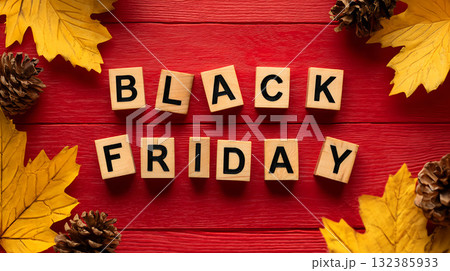 Massive Black Friday Sale Featuring Beautiful Autumn Leaves Set on a Vibrant Red Background Massive Black Friday Sale Featuring Beautiful Autumn Leaves Set on a Vibrant Red Background 132385933