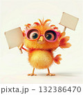 Cute turkey clutching a blank sign, great for creating customized menus, invitations, or sales announcements. Playful 3D illustration. 132386470