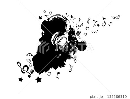 Santa Claus silhouette listening to music. Not AI, Vector illustration Santa Claus silhouette listening to music. Not AI, Vector illustration 132386510