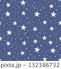 Adorable maroon stars with white dot accents on a blue background, forming a seamless pattern with a rustic, hand-painted folk art feel. 132386732