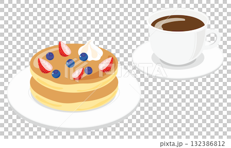 莓果、生煎餅和咖啡 莓果、生煎餅和咖啡 132386812