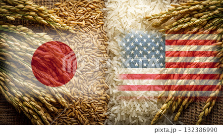 米をめぐる日米関係、農業と貿易の交差を象徴するビジュアル 132386990