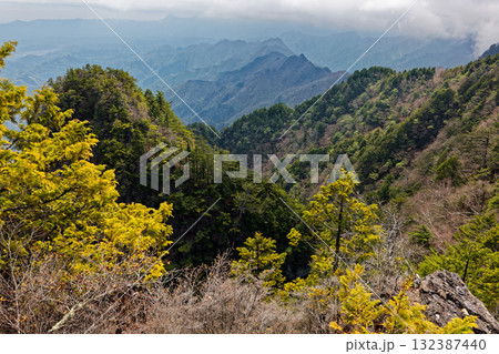 両神山八丁尾根・東岳から見る新緑の山並み 132387440