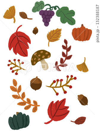 秋の収穫いろいろ素材集 132388187