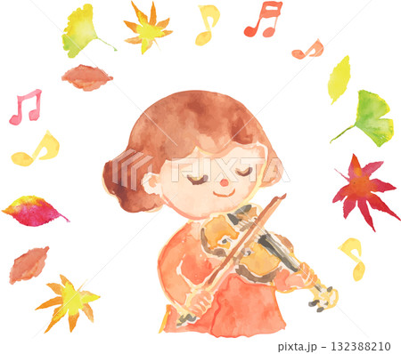 バイオリンを弾く女の子のイラスト 秋 ベクター バイオリンを弾く女の子のイラスト 秋 ベクター 132388210