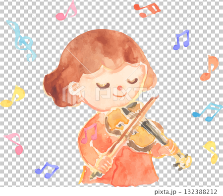 拉小提琴的女孩的向量插圖 132388212