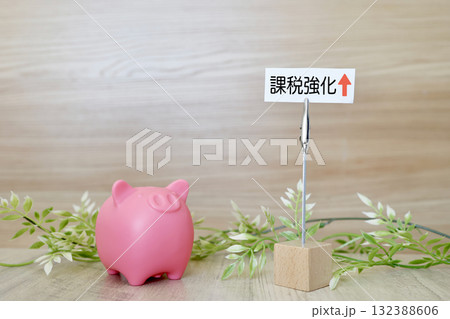 増税のイメージ。貯金箱と資産課税の象徴。 132388606