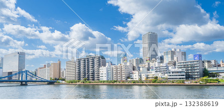 「東京都」深川付近の隅田川の風景 江東区 「東京都」深川付近の隅田川の風景 江東区 132388619
