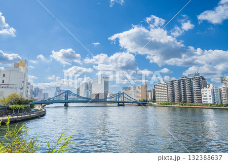 「東京都」深川付近の隅田川の風景 江東区 「東京都」深川付近の隅田川の風景 江東区 132388637