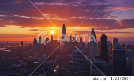 夕暮れの街並み 132388694