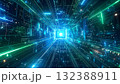 光の回路が複雑に走るデジタル空間 132388911