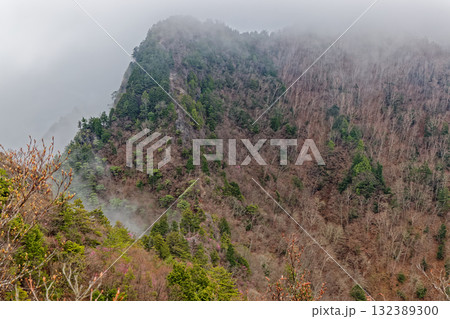 霧に煙る奥秩父・両神山の岩稜 霧に煙る奥秩父・両神山の岩稜 132389300