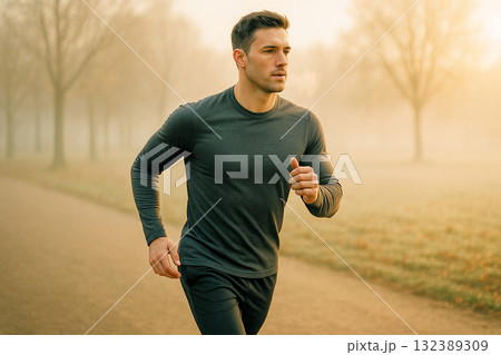 冬の静寂とランニング 冬の静寂とランニング 132389309