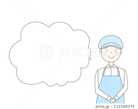 カフェ/飲食/販売・サービス系の人物吹き出しイラスト④ 132389374