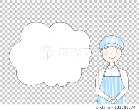 カフェ/飲食/販売・サービス系の人物吹き出しイラスト④ 132389374