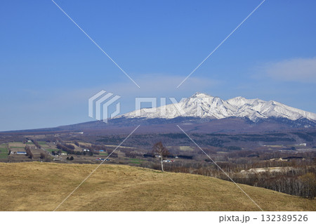 4月早春のほしかぜの丘と斜里岳 132389526