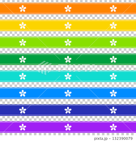 Cute floral ribbon-style banner material, set of 8 colorful colors in yellow and blue 132390079