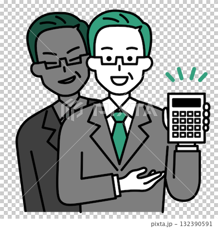 A middle-aged man in a suit working for a fraudulent company A middle-aged man in a suit working for a fraudulent company 132390591