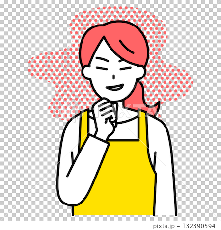 A woman in an apron plotting something evil 132390594