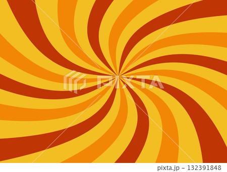 レトロな多色サンバースト背景／オレンジと黄色の放射線デザイン 132391848