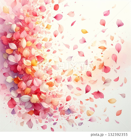 【AI生成画像】イラスト　花びらの舞　素材 132392355