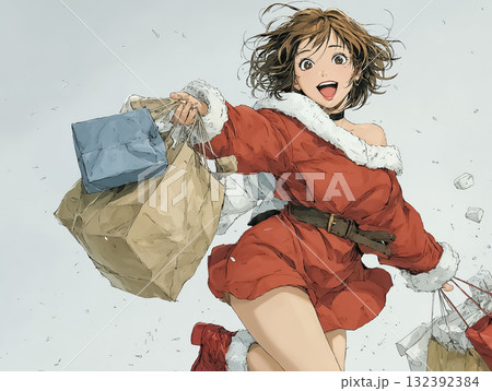 美優シリーズ：高校生美優 サンタコスプレ ジャンプ 132392384