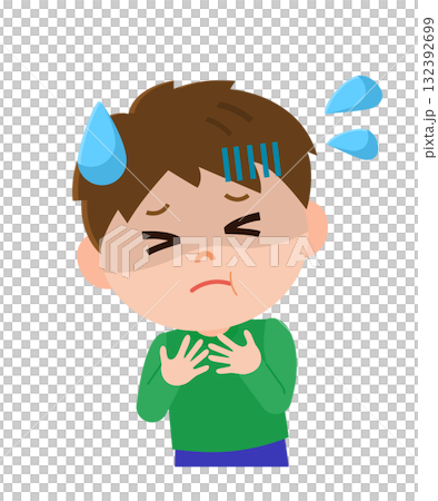 喉を詰まらせる男の子　イラスト 132392699