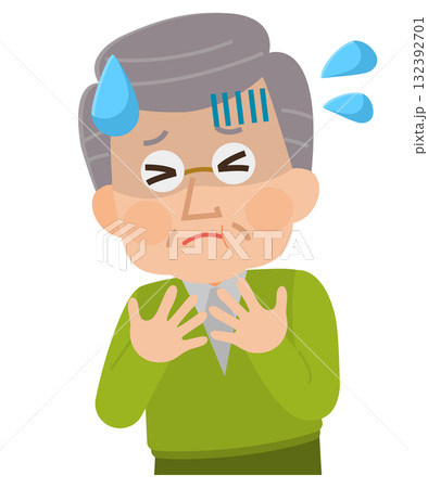 喉を詰まらせる高齢男性 イラスト 喉を詰まらせる高齢男性 イラスト 132392701