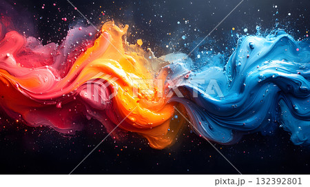Vibrant abstract splash with paint and liquid movement. 132392801
