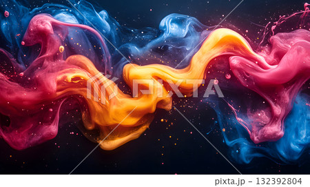 Vibrant abstract splash with paint and liquid movement. 132392804