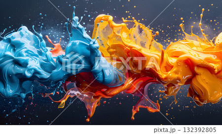Vibrant abstract splash with paint and liquid movement. Vibrant abstract splash with paint and liquid movement. 132392805