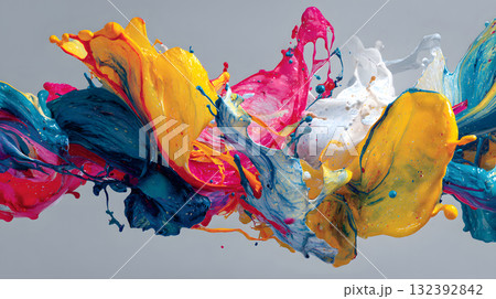 Vibrant abstract splash with paint and liquid movement. Vibrant abstract splash with paint and liquid movement. 132392842