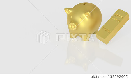 The Piggy Bank and Gold Bar for Business concept 3d Rendering. 132392905