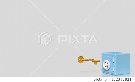 The Safe deposit box and Key for Earn or Business concept 3d Rendering. The Safe deposit box and Key for Earn or Business concept 3d Rendering. 132392921