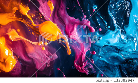 Vibrant abstract splash with paint and liquid movement. 132392947