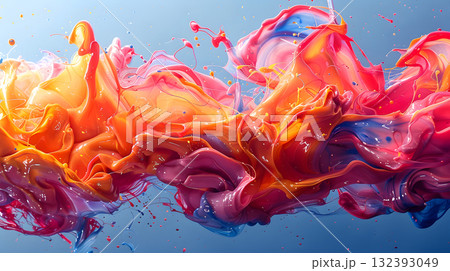 Vibrant abstract splash with paint and liquid movement. 132393049