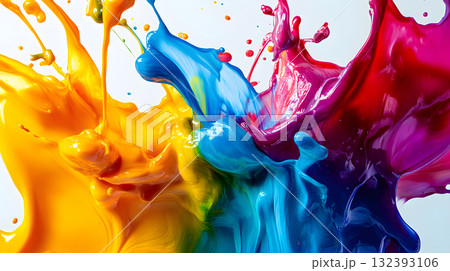 Vibrant abstract splash with paint and liquid movement. Vibrant abstract splash with paint and liquid movement. 132393106