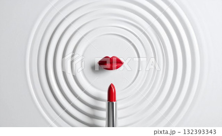 赤い口紅と唇が引き立つミニマルなビジュアル generative ai 132393343