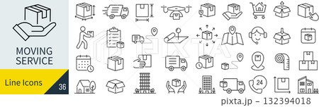 引っ越しに関するアイコンセット 引っ越しに関するアイコンセット 132394018