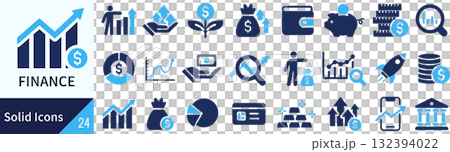 Vector finance silhouette icon set 132394022
