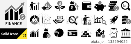 ベクターのファイナンスに関するシルエットアイコンセット 132394023