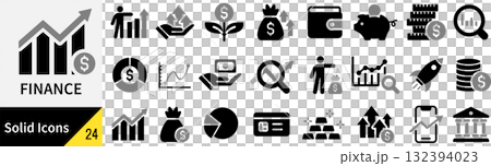 ベクターのファイナンスに関するシルエットアイコンセット 132394023
