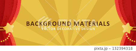 放射線背景と赤いカーテンのイラスト／イベント・表彰・セール用デザイン素材 132394318