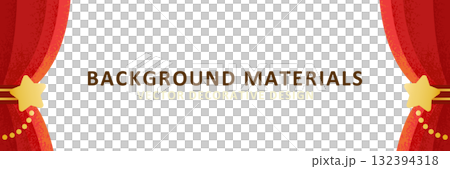 放射線背景と赤いカーテンのイラスト／イベント・表彰・セール用デザイン素材 132394318