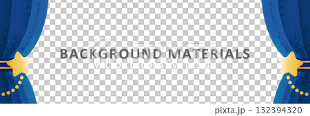 青いカーテンとサンバーストの背景／華やかなイベント・セレモニー・発表会用イラスト 132394320