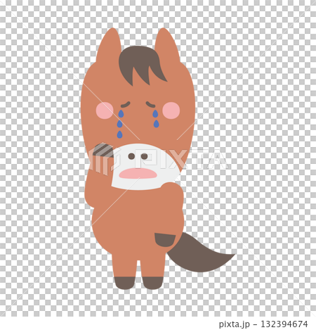 哭泣的可愛馬人物插圖素材 132394674