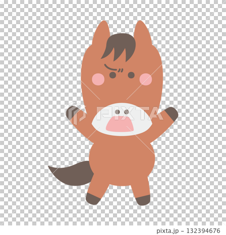 憤怒的可愛馬人物插圖素材 132394676