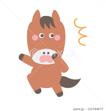 驚くかわいい馬のキャラクターイラスト素材 132394677