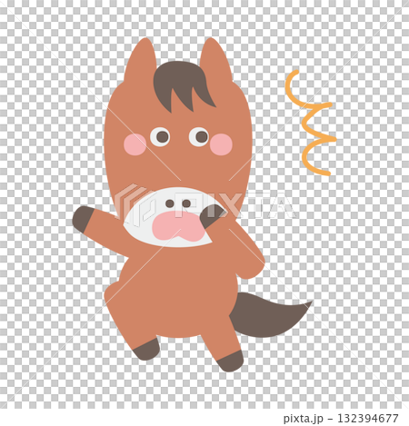 驚くかわいい馬のキャラクターイラスト素材 132394677