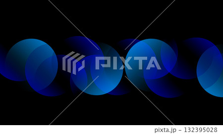 Abstract Blue Gradient Circles on Black Background 132395028